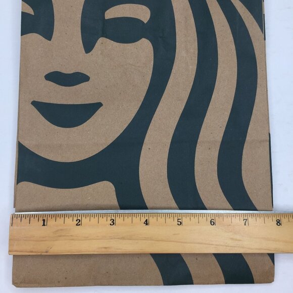 Starbucks Mermaid Environmental Eco-Friendly Brown Black Paper Bag With Handles - Picture 8 of 9